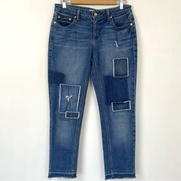 Derek Lam 10 Crosby Mila Mid-Rise Girlfriend Patchwork Released Hem Jeans 28 - Picture 2 of 10